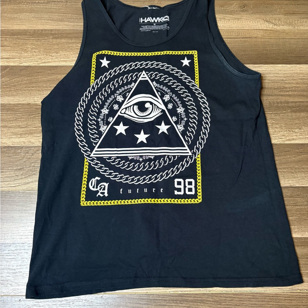Vintage Tony Hawk Graphic Print Black Men's M Sleeveless Knit T-Shirt